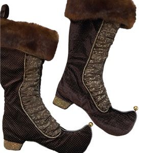 Faux fur Christmas stockings and ribbon